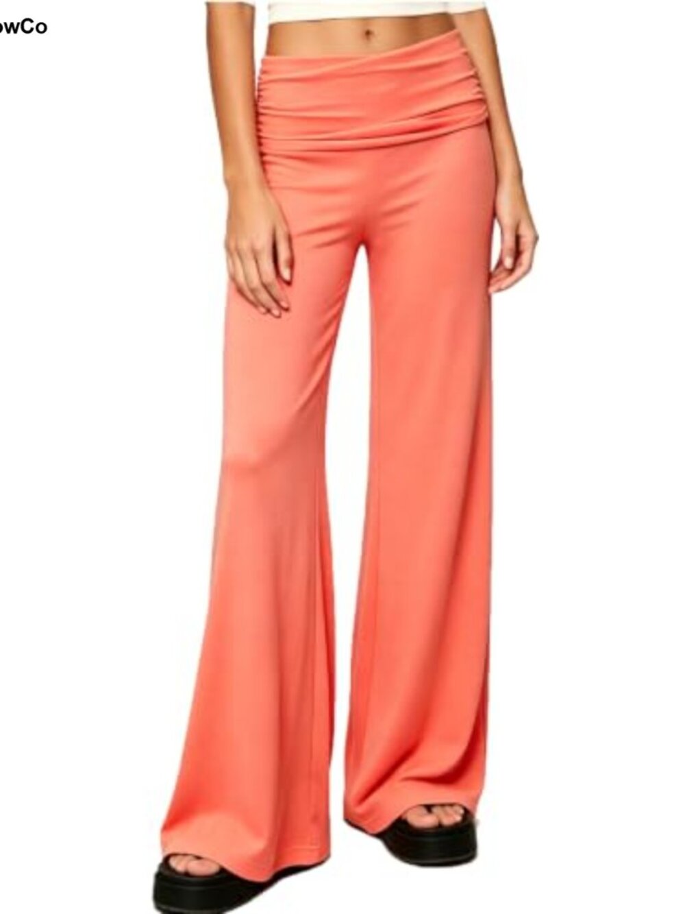 Fold Over Yoga Flared Leggings Low Rise Women Active Pants Y2K